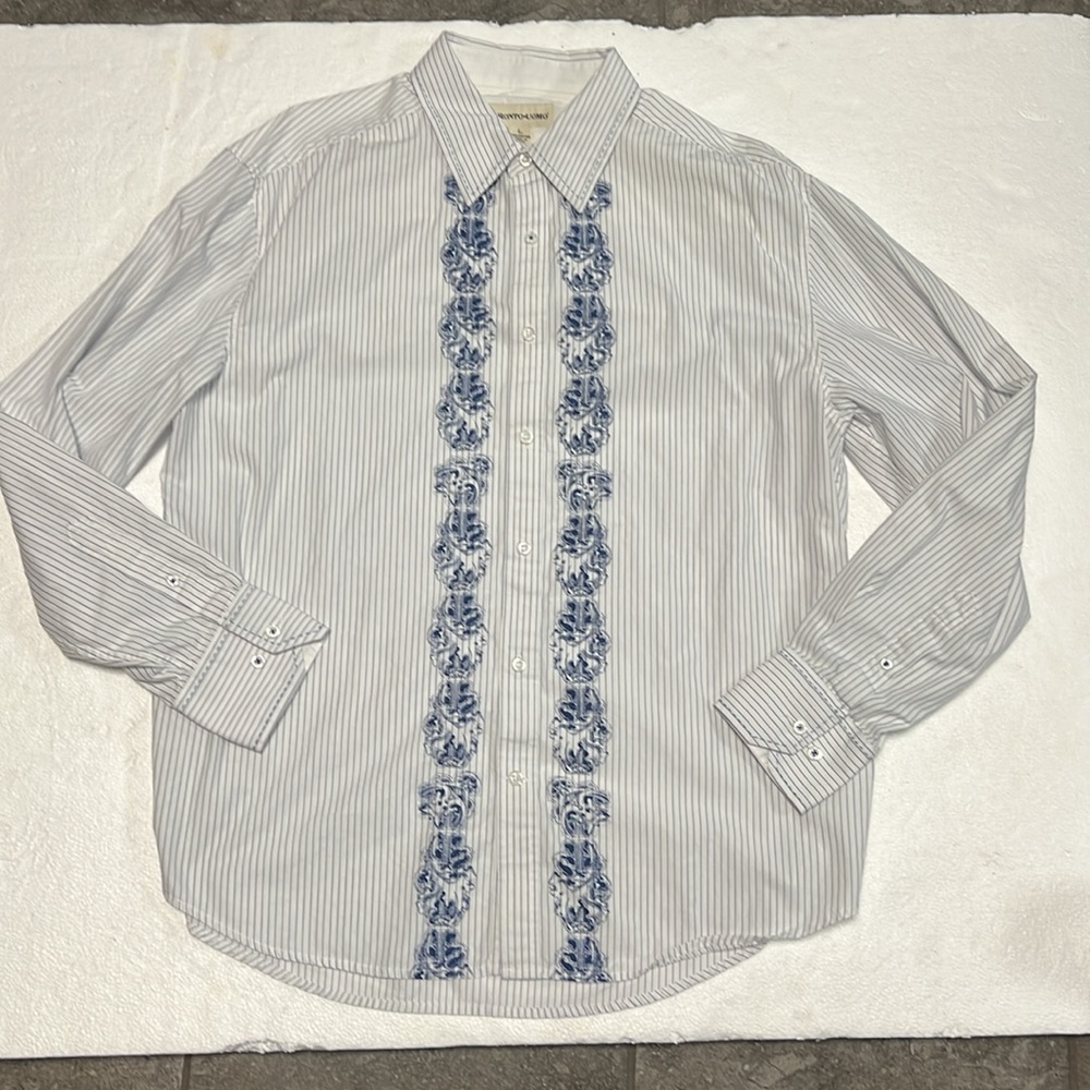 ⭐️ 2 for $15 Pronto Uomo striped long sleeve casual or dress button down - Picture 3 of 7